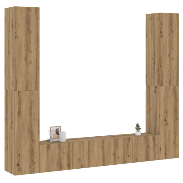 Muebles de TV de pared 6 uds madera ingeniería roble artesanal D