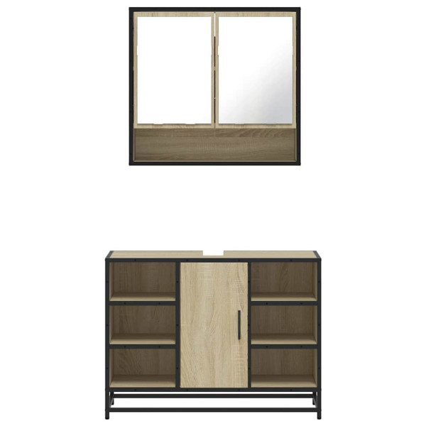 Set de muebles de baño 2 pzas madera contrachapada roble Sonoma M 5
