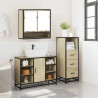 Set de muebles de baño 3 pzas madera contrachapada roble Sonoma 4