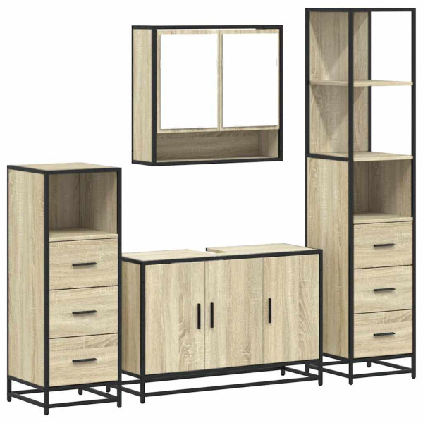 Juego de muebles de baño 4 pzas contrachapada roble sonoma M 2