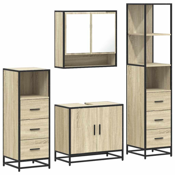 Juego de muebles de baño 4 pzas contrachapada roble sonoma M 2