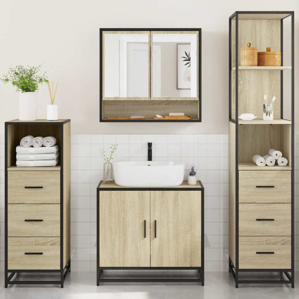 Juego de muebles de baño 4 pzas contrachapada roble sonoma M 4
