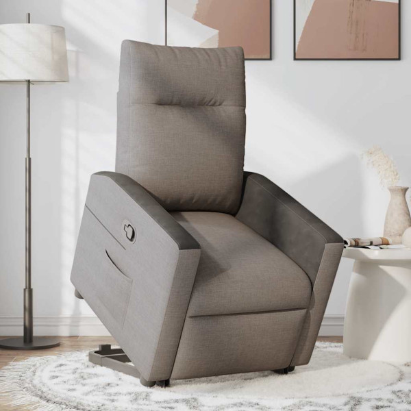 Sillón reclinable elevable tela gris taupe M 3