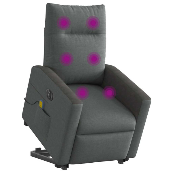 Sillón de masaje eléctrico reclinable elevable tela gris oscuro M 2