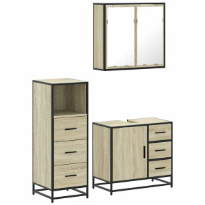 Set de muebles de baño 3 pzas madera contrachapada roble Sonoma H
