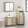 Set de muebles de baño 3 pzas madera contrachapada roble Sonoma 4
