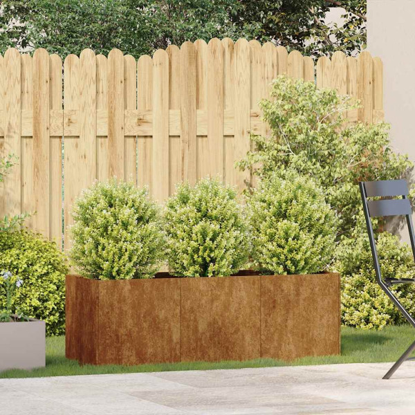 Floreira enferrujada 120x40x40 cm aço resistente M 3