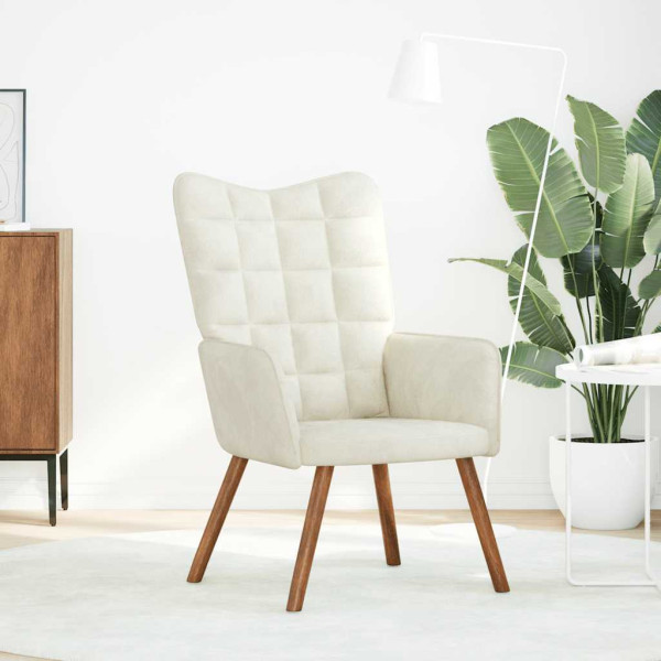 Sillón de relax de terciopelo crema M 3