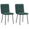 Cadeiras de jantar 2 pcs veludo verde-escuro 1
