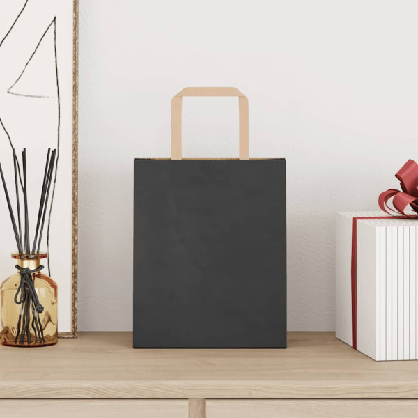 Bolsas de papel kraft con asas 50 uds negra 18x8x22 cm M 2