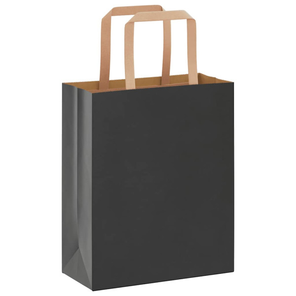 Bolsas de papel kraft con asas 50 uds negra 18x8x22 cm M 3