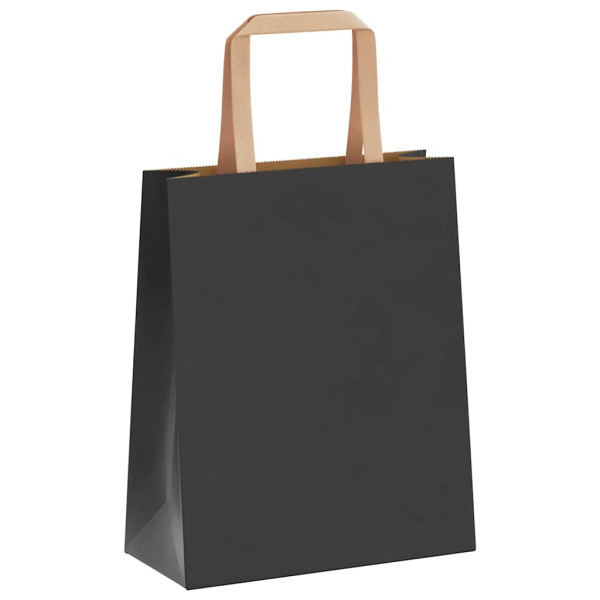 Bolsas de papel kraft con asas 50 uds negra 18x8x22 cm M 4