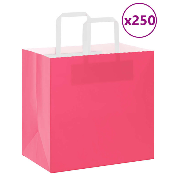 Bolsas de papel kraft con asas 250 uds rosa 26x17x25 cm D