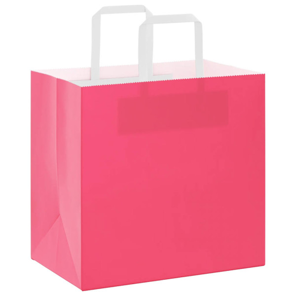 Bolsas de papel kraft con asas 250 uds rosa 26x17x25 cm M 3