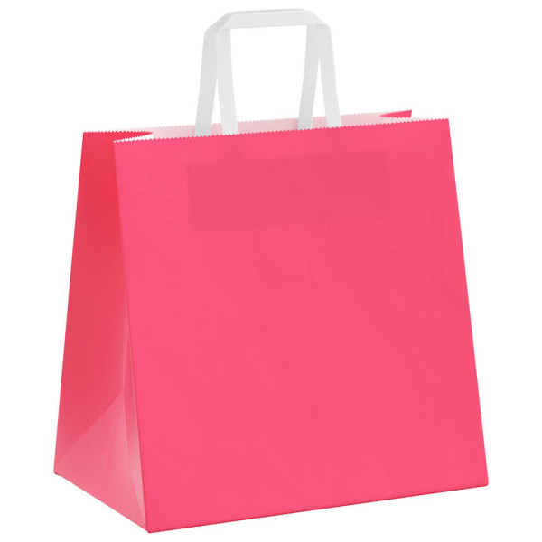 Bolsas de papel kraft con asas 250 uds rosa 26x17x25 cm M 4