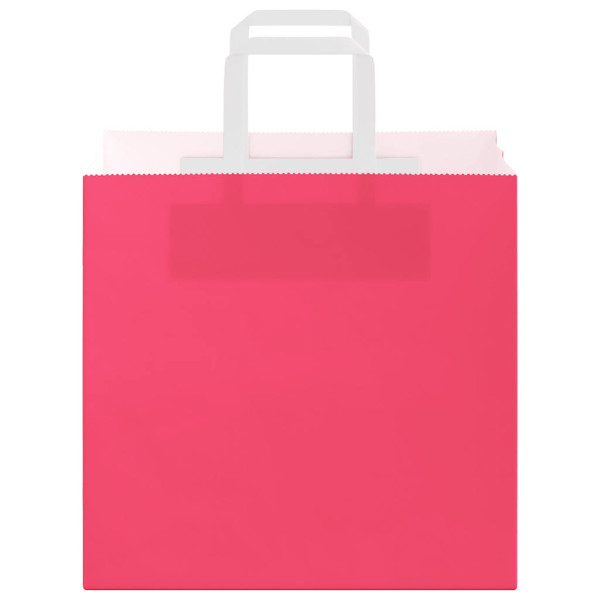 Bolsas de papel kraft con asas 250 uds rosa 26x17x25 cm M 5