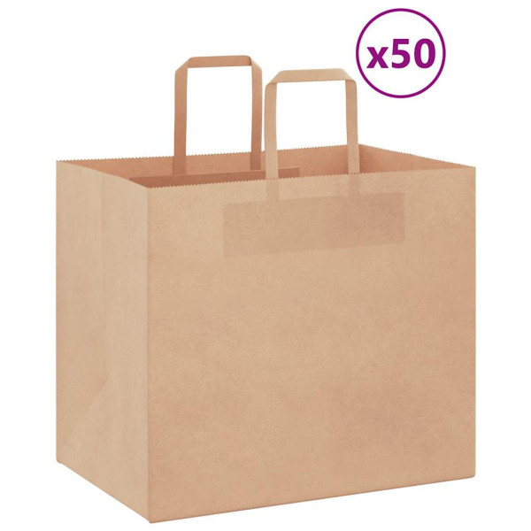 Bolsas de papel kraft con asas 50 uds marrón 32x22x28 cm D