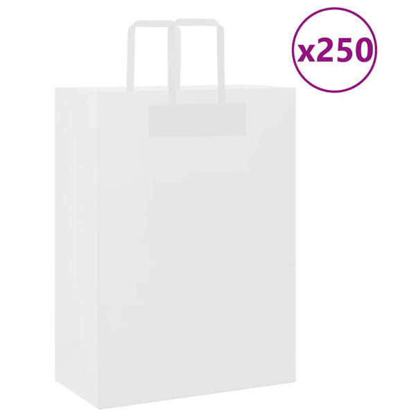 Bolsas de papel kraft con asas 250 uds blanca 32x17x44 cm D