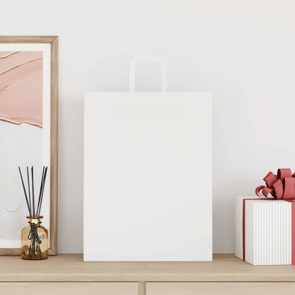 Bolsas de papel kraft con asas 250 uds blanca 32x12x42 cm M 2