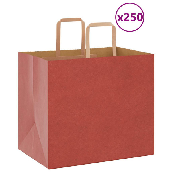 Bolsas de papel kraft con asas 250 uds rojo 32x22x28 cm D