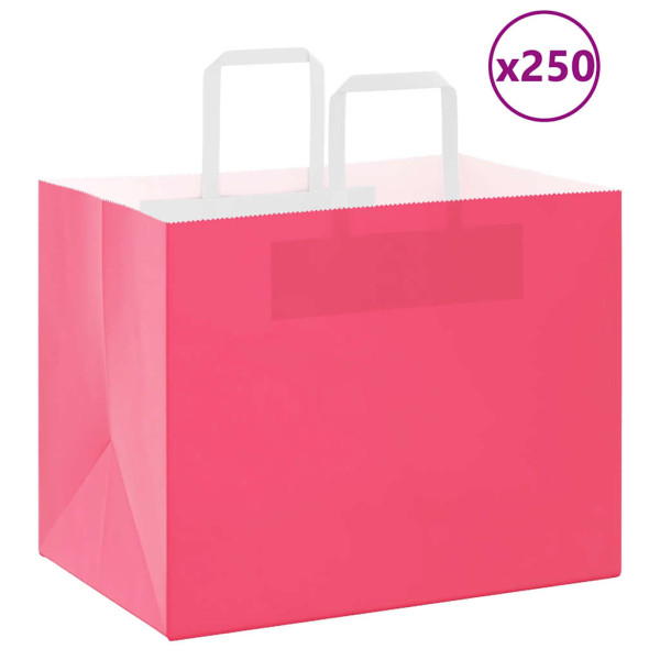Bolsas de papel kraft con asas 250 uds rosa 32x22x24 cm D