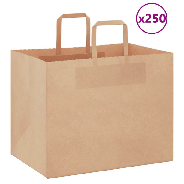 Bolsas de papel kraft con asas 250 uds marrón 32x22x24 cm D