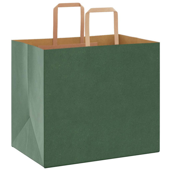 Bolsas de papel kraft con asas 250 uds verde 32x22x28 cm M 3
