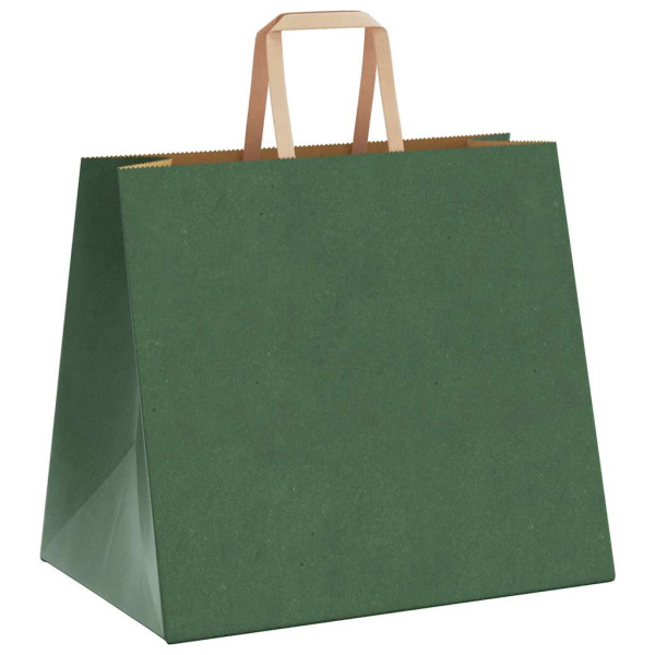 Bolsas de papel kraft con asas 250 uds verde 32x22x28 cm M 4
