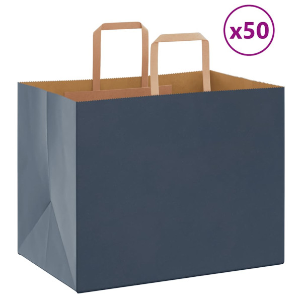 Bolsas de papel kraft con asas 50 uds azul 32x22x24 cm D