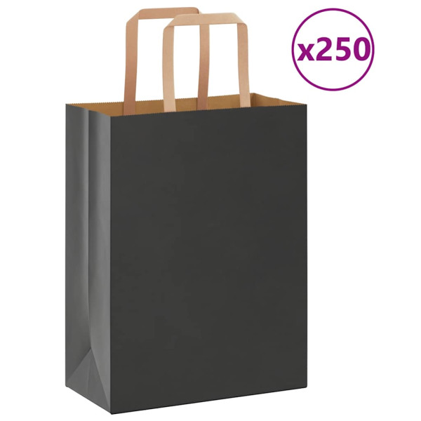 Bolsas de papel kraft con asas 250 uds negra 21x11x28 cm D