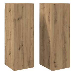 Muebles de TV 2 uds madera roble artisan 30.5x30x90 cm H