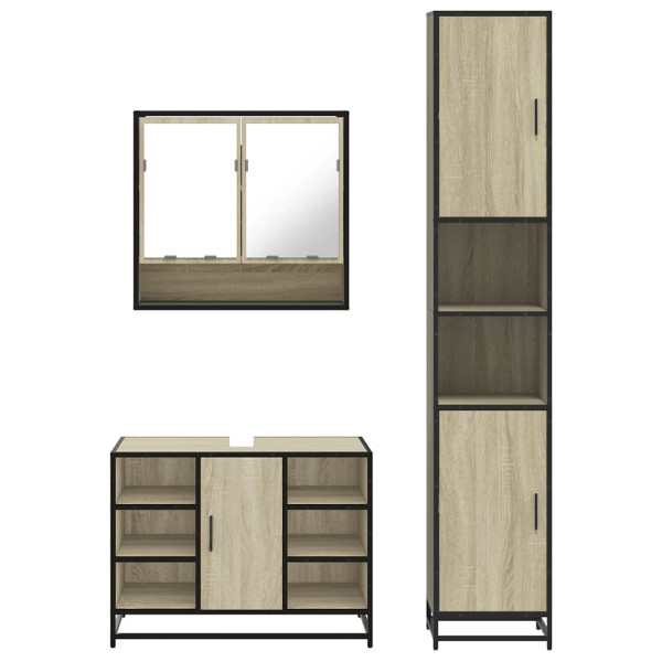Set de muebles de baño 3 pzas madera contrachapada roble Sonoma M 5