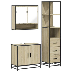 Set de muebles de baño 3 pzas madera contrachapada roble Sonoma H