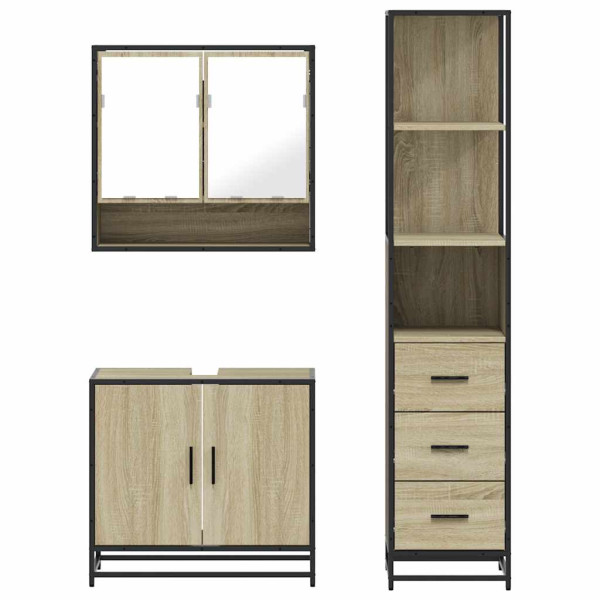 Set de muebles de baño 3 pzas madera contrachapada roble Sonoma M 5