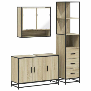 Set de muebles de baño 3 pzas madera contrachapada roble Sonoma H