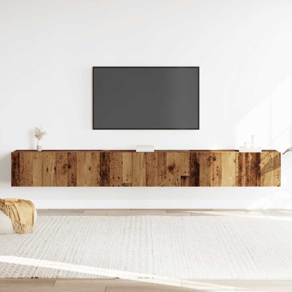 Conjunto de mueble de TV 3 piezas montado la pared madera vieja M 3