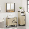 Set de muebles de baño 3 pzas madera contrachapada roble Sonoma 4