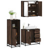 Set de muebles baño 3 pzas madera contrachapada roble marrón 1