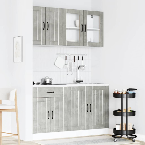 Mueble cocina Kalmar gris hormigón 4 pzas madera contrachapada M 3