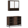Set de muebles baño 2 pzas madera contrachapada marrón roble 2