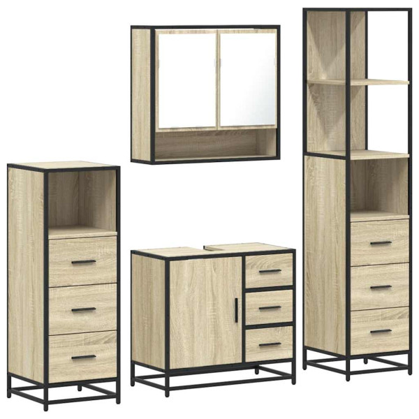 Juego de muebles de baño 4 pzas contrachapada roble sonoma M 2