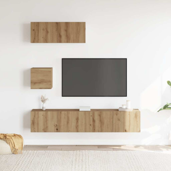 Mueble para TV de pared madera contrachapada artesanal 4 piezas M 3