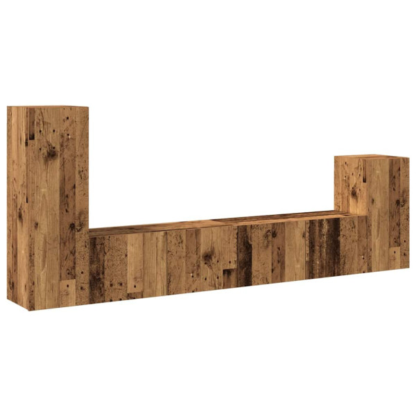 Conjunto de mueble de TV 4 piezas montado la pared madera vieja M 2