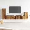 Conjunto de mueble de TV 4 piezas montado la pared madera vieja 3
