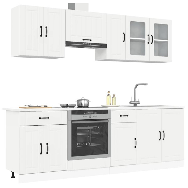 Mueble de cocina Kalmar blanco 8 piezas madera contrachapada D