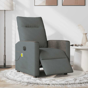 Sillón reclinable de masaje eléctrico tela gris oscuro H