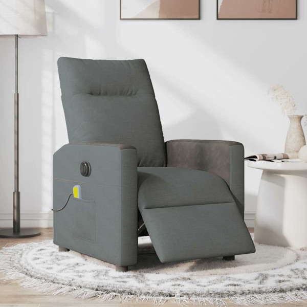 Sillón reclinable de masaje eléctrico tela gris oscuro M 2