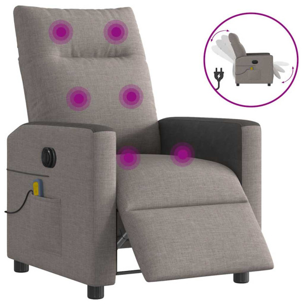 Sillón reclinable de masaje eléctrico tela gris taupe D