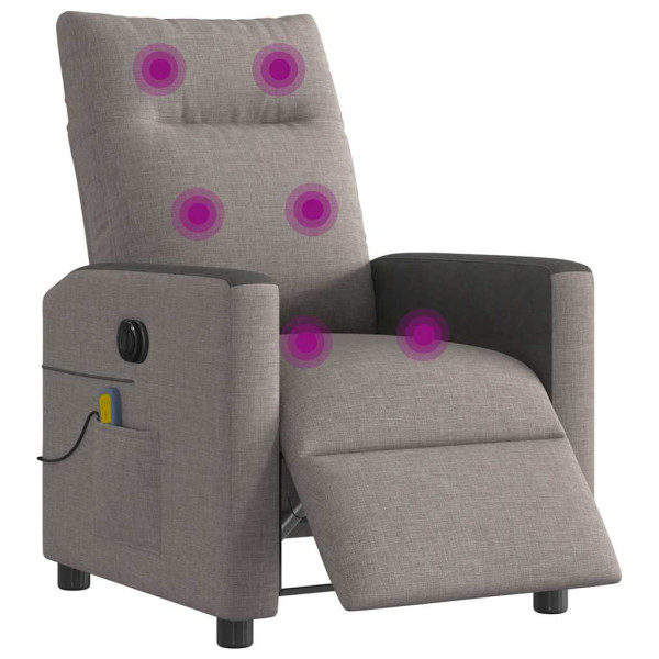 Sillón reclinable de masaje eléctrico tela gris taupe M 3
