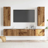 Conjunto de mueble de TV 5 piezas montado la pared madera vieja 3